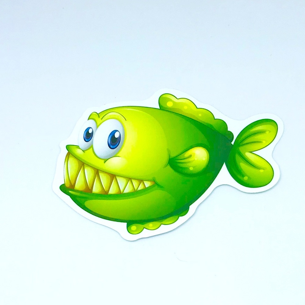 Green Tropical Ocean Water Fish Cartoon Style Single Decor Sticker